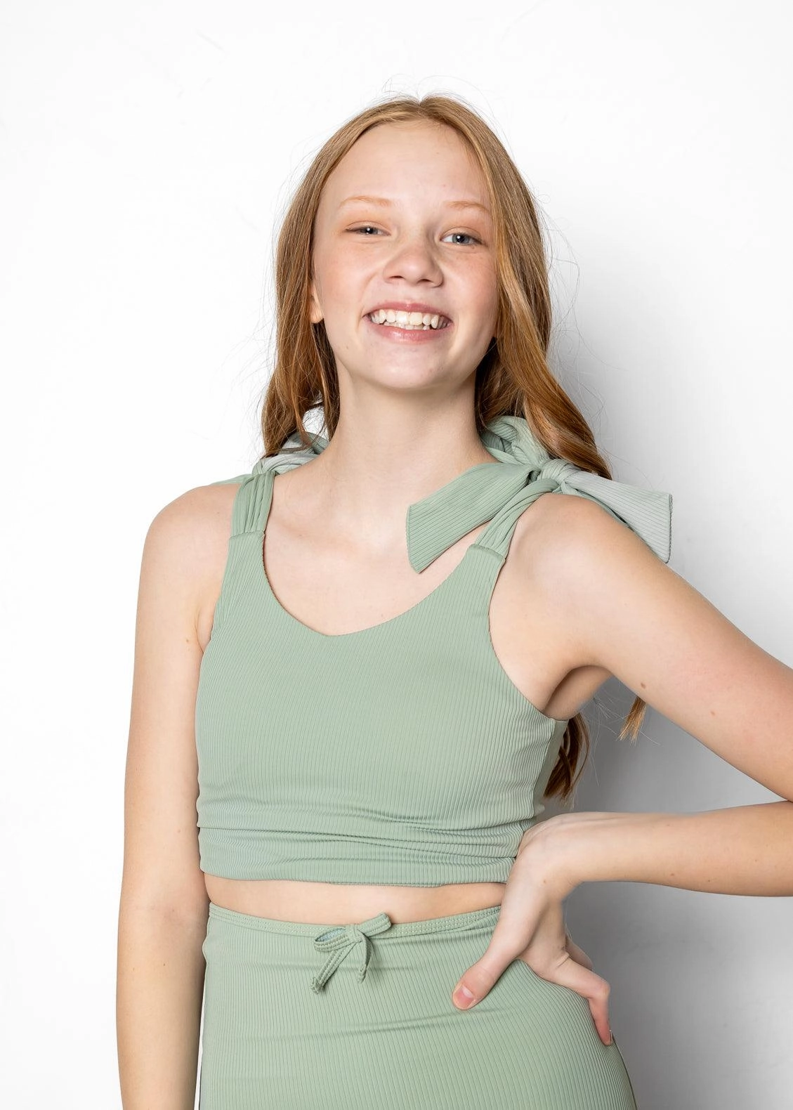 Ribbed Sage | Youth Knot Top