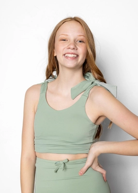 Ribbed Sage | Youth Knot Top