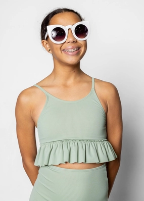 Ribbed Sage | Youth Peplum Top