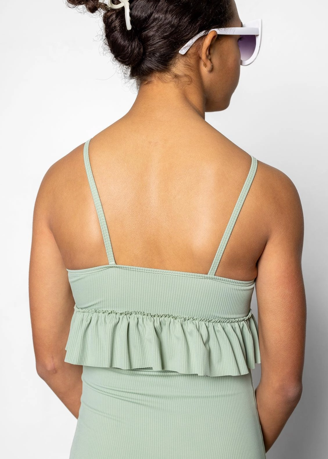 Ribbed Sage | Youth Peplum Top