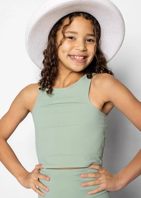Ribbed Sage | Youth Racer Back Top
