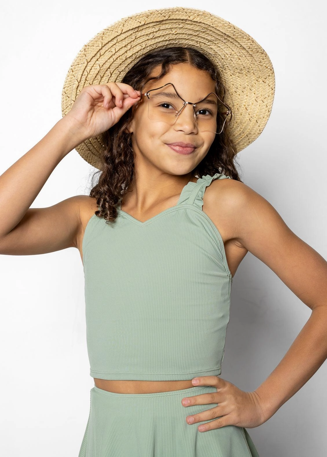 Ribbed Sage | Youth Ripple Top