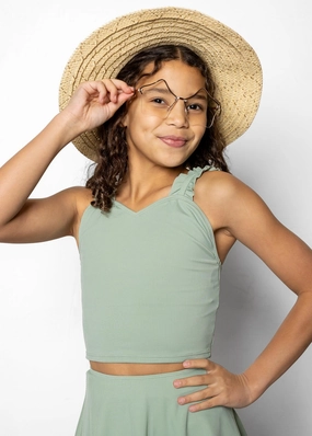 Ribbed Sage | Youth Ripple Top