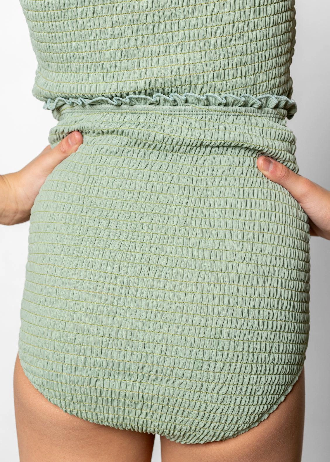 Ribbed Sage | Youth Smocked Bottoms