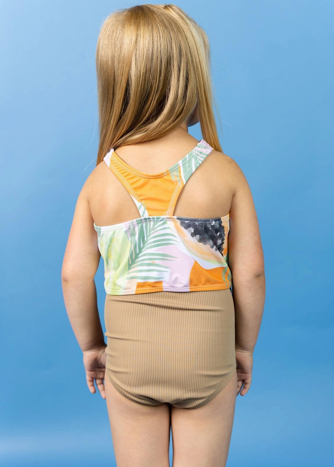 Ribbed Sand Brown | Mini Down in Front Ruffle Bottoms