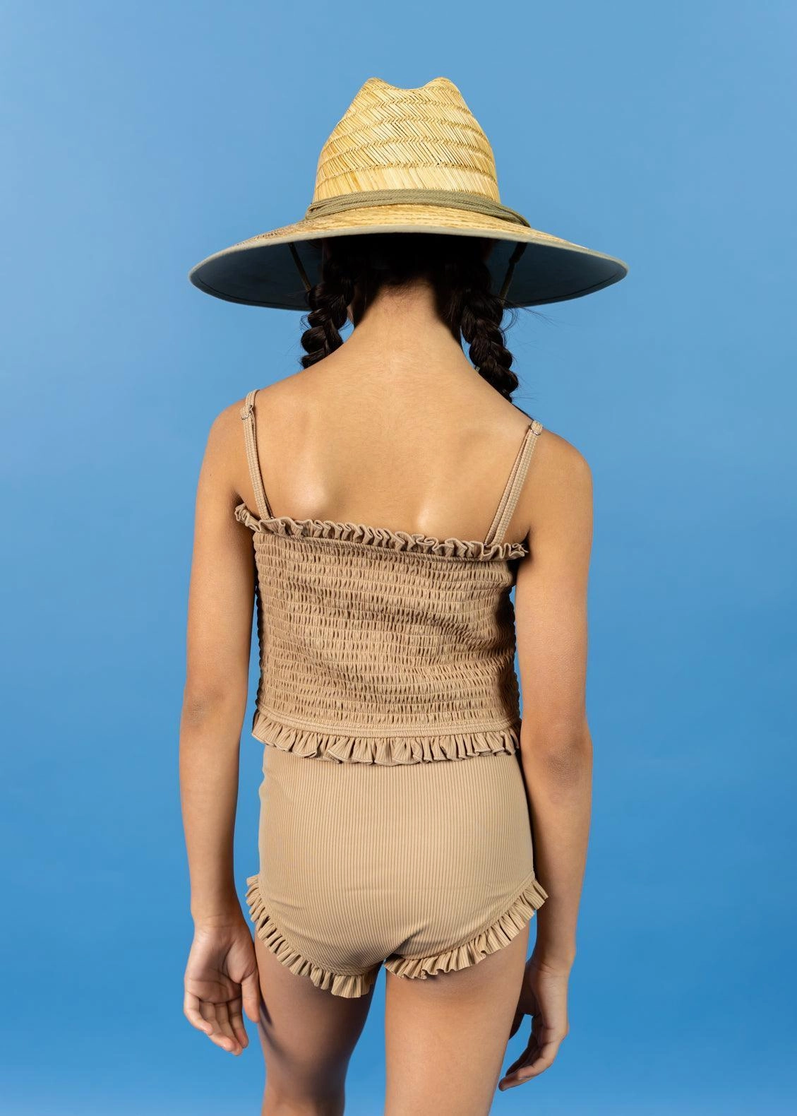 Ribbed Sand Brown | Youth Bandeau Top