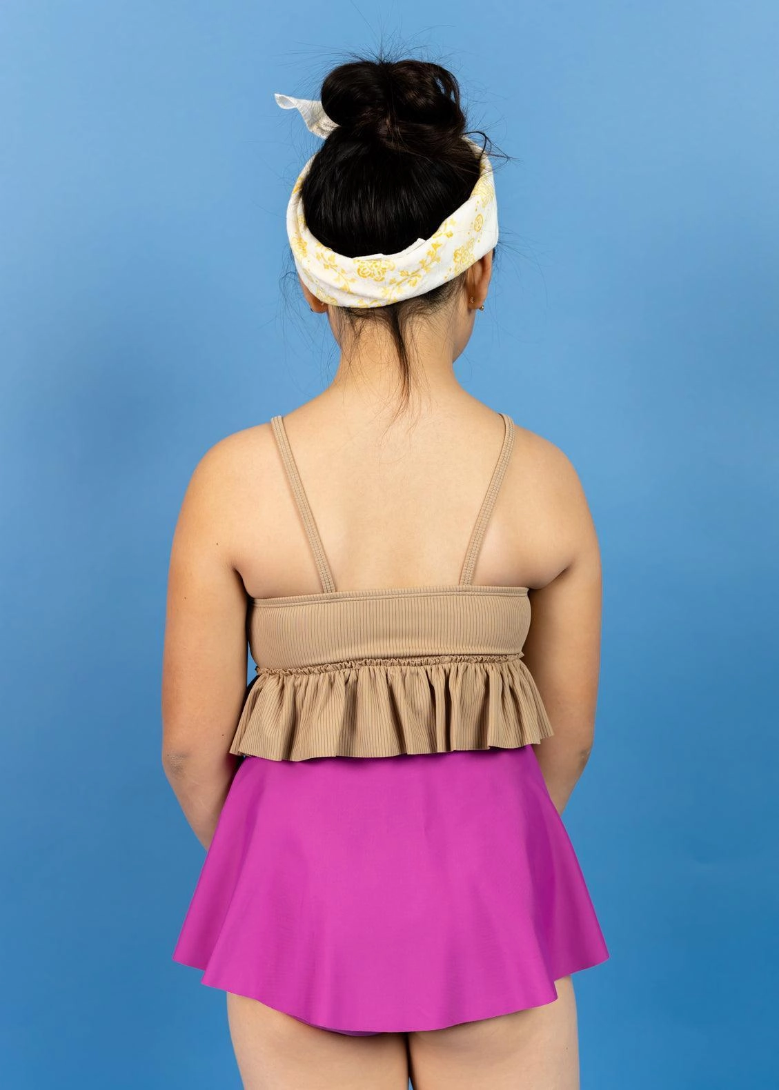 Ribbed Sand Brown | Youth Peplum Top