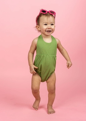 Ribbed Spring Green | Baby Romper One-Piece