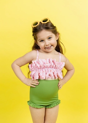 Ribbed Spring Green | Mini All Ruffled Up Bottoms