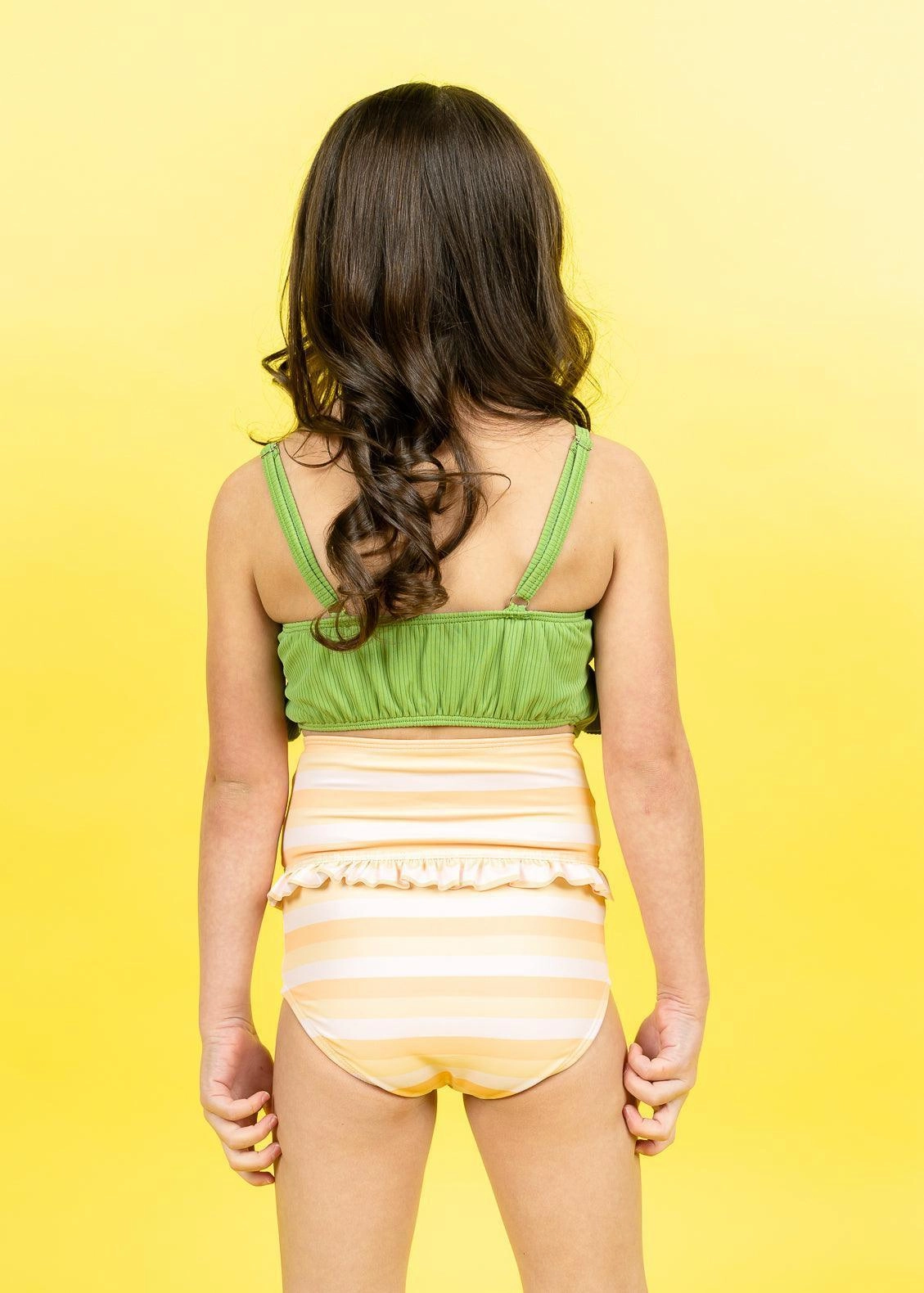 Ribbed Spring Green | Mini Oversized Ruffle Top