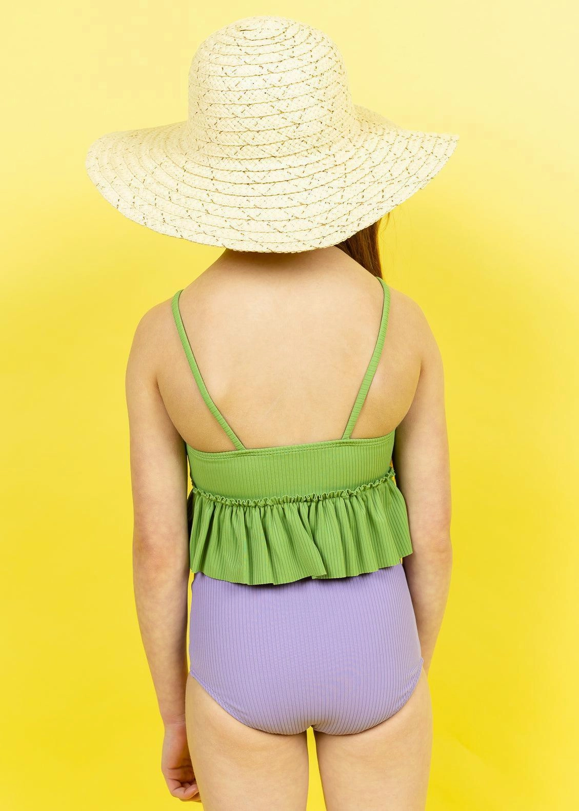 Ribbed Spring Green | Mini Peplum Top