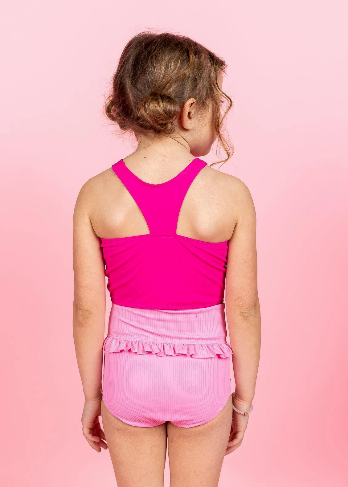 Ribbed Sweet Pink | Mini Mid-Ruffle Bottoms