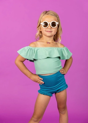 Ribbed Tide Pool Blue | Mini All Ruffled Up Bottoms
