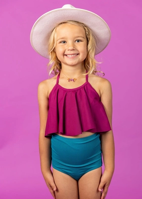 Ribbed Tide Pool Blue | Mini High-Waisted Bottoms