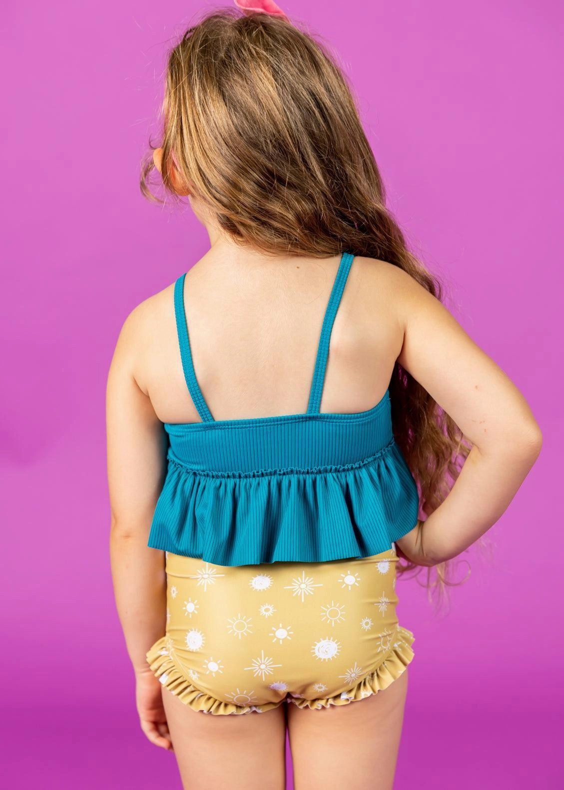 Ribbed Tide Pool Blue | Mini Peplum Top