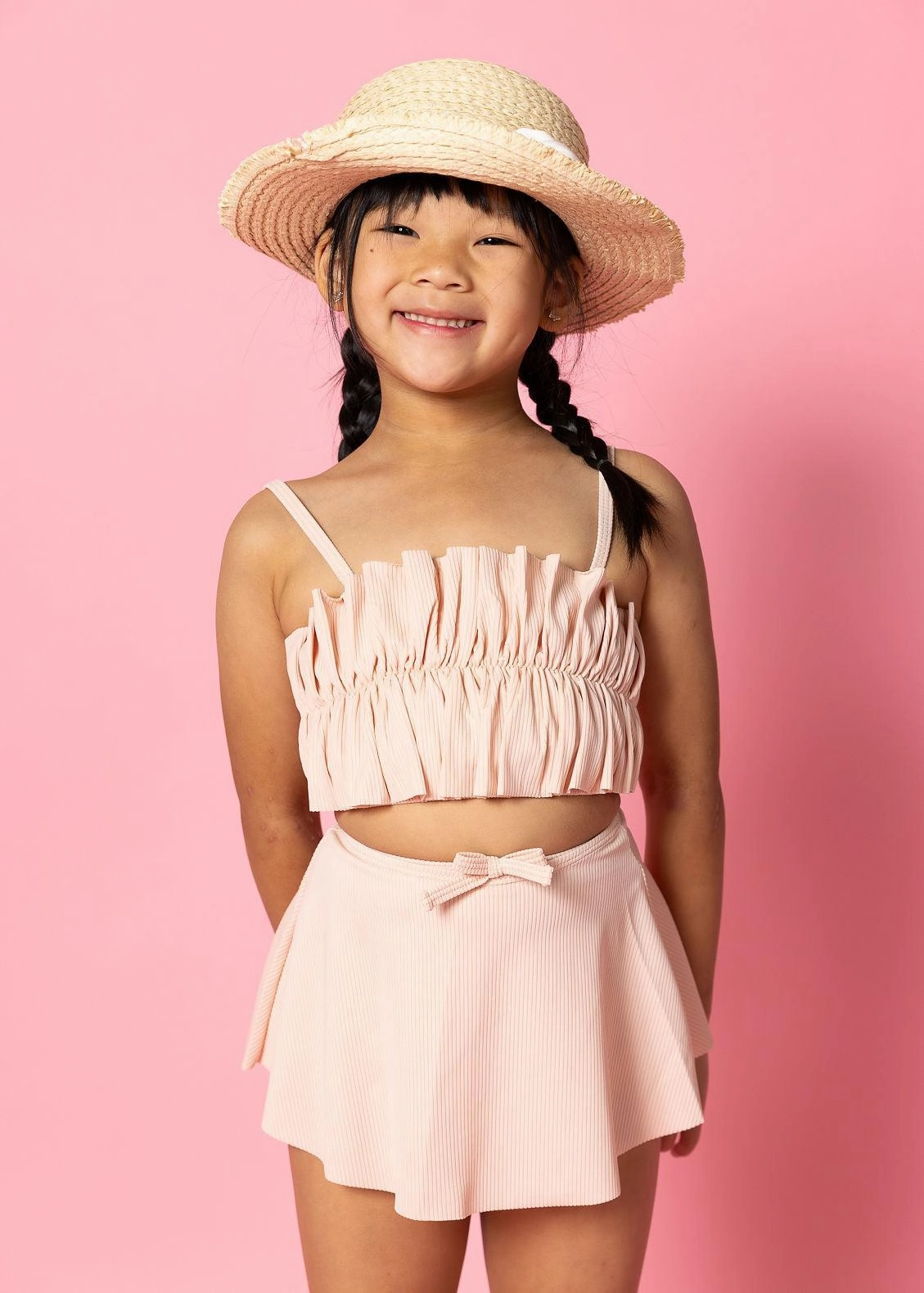 Ribbed Whipped Peach | Mini Oversized Ruffle Top