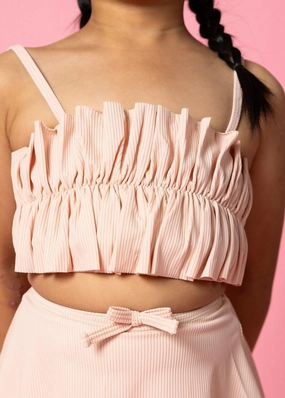 Ribbed Whipped Peach | Mini Oversized Ruffle Top