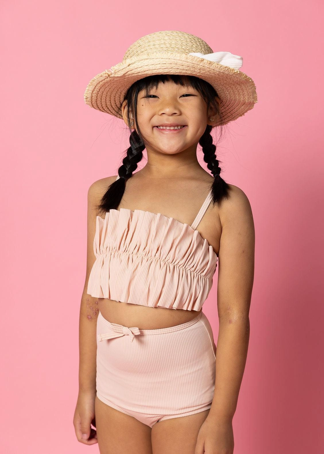 Ribbed Whipped Peach | Mini Oversized Ruffle Top