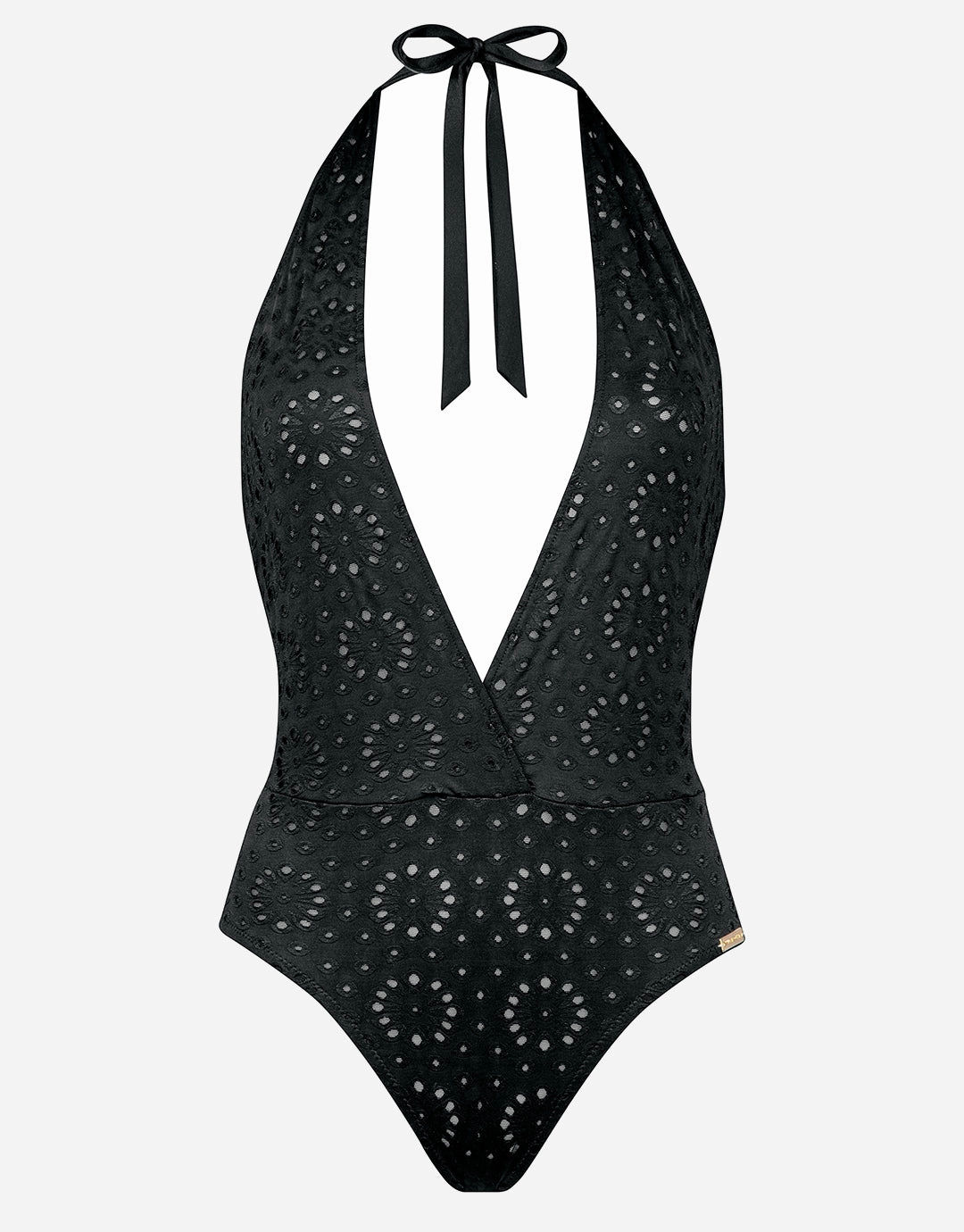 Riviera Notes Plunge Swimsuit - Deep Black