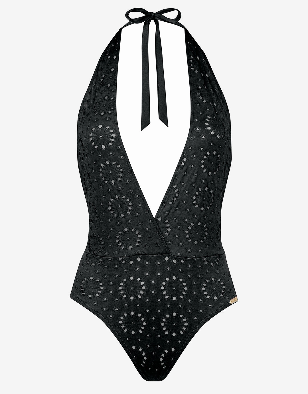 Riviera Notes Plunge Swimsuit - Deep Black