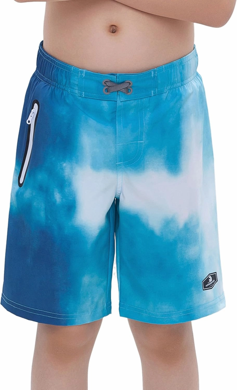 Rokka&Rolla Boys' 4-Way Stretch Swim Trunks Board Shorts Bathing Suit Swimwear with Mesh Lining, UPF 50 