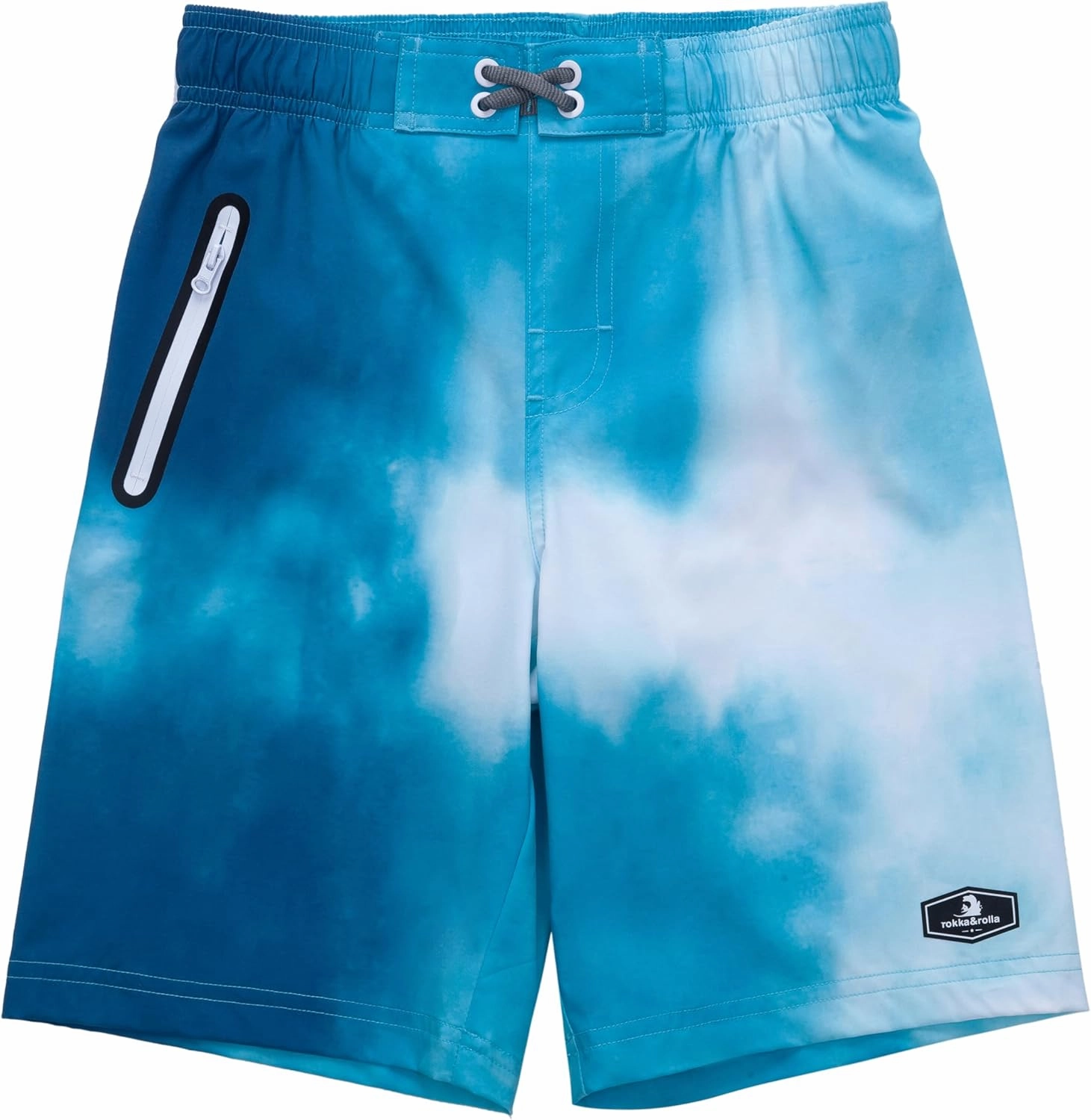 Rokka&Rolla Boys' 4-Way Stretch Swim Trunks Board Shorts Bathing Suit Swimwear with Mesh Lining, UPF 50 