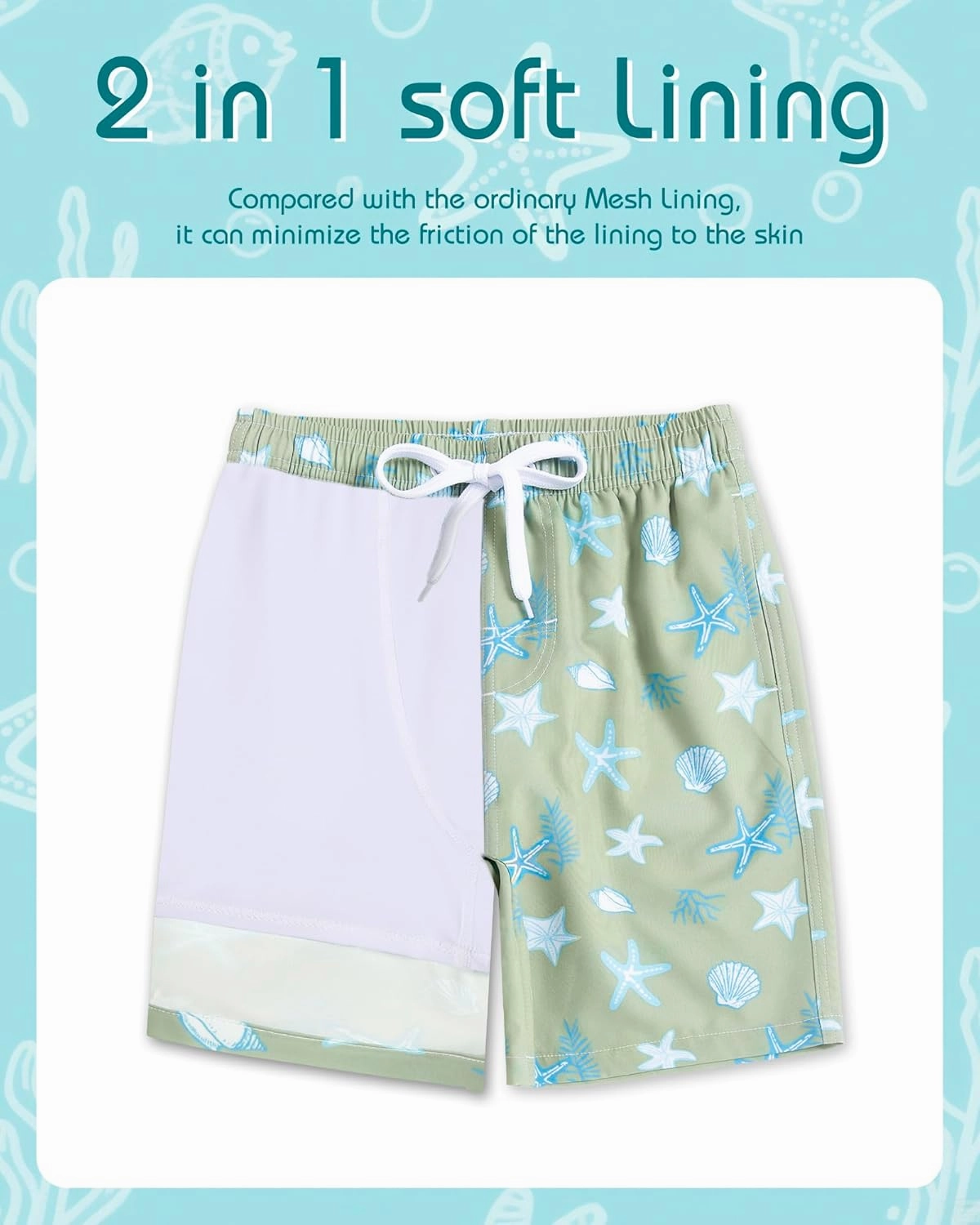 Rolimaka 2 Pack Boys Swim Trunks with Compression Liner Quick Dry Bathing Suit Swimwear UPF Summer Board Shorts