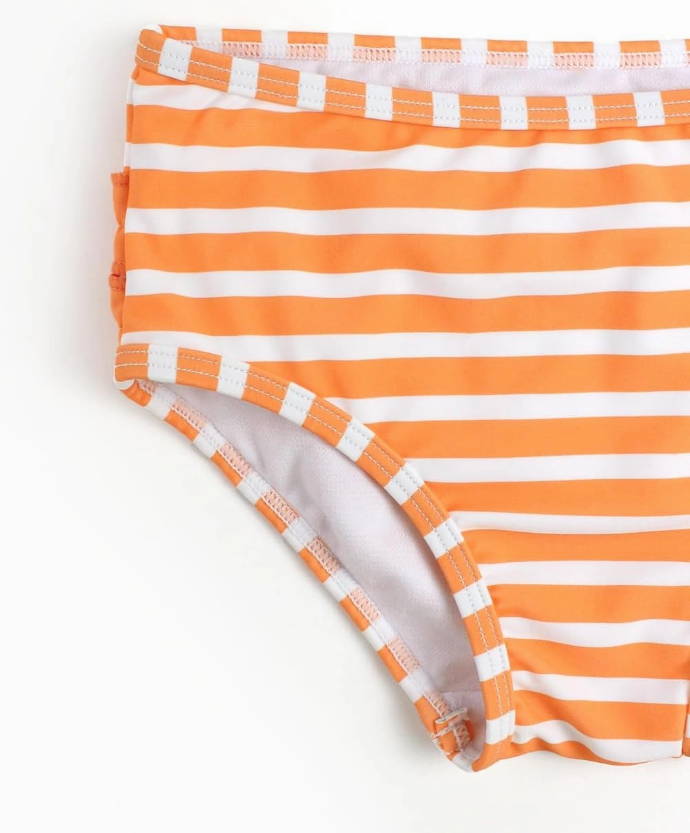 RuffleButts? Baby/Toddler Girls Long Sleeve Rash Guard 2 Piece Swimsuit Set w/UPF 50  Sun Protection with Zipper