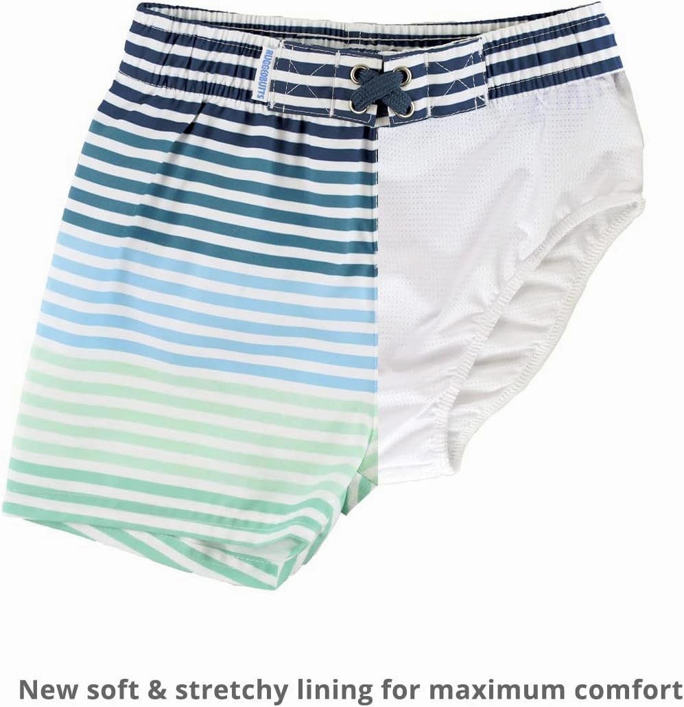 RUGGEDBUTTS Boys UPF50  Sun Protection Striped Color Block Swim Trunks
