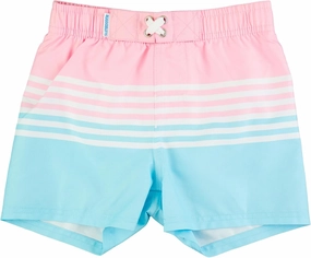 RUGGEDBUTTS Boys UPF50  Sun Protection Striped Color Block Swim Trunks