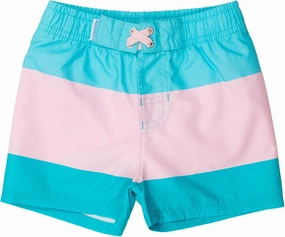 RUGGEDBUTTS Boys UPF50  Sun Protection Striped Color Block Swim Trunks