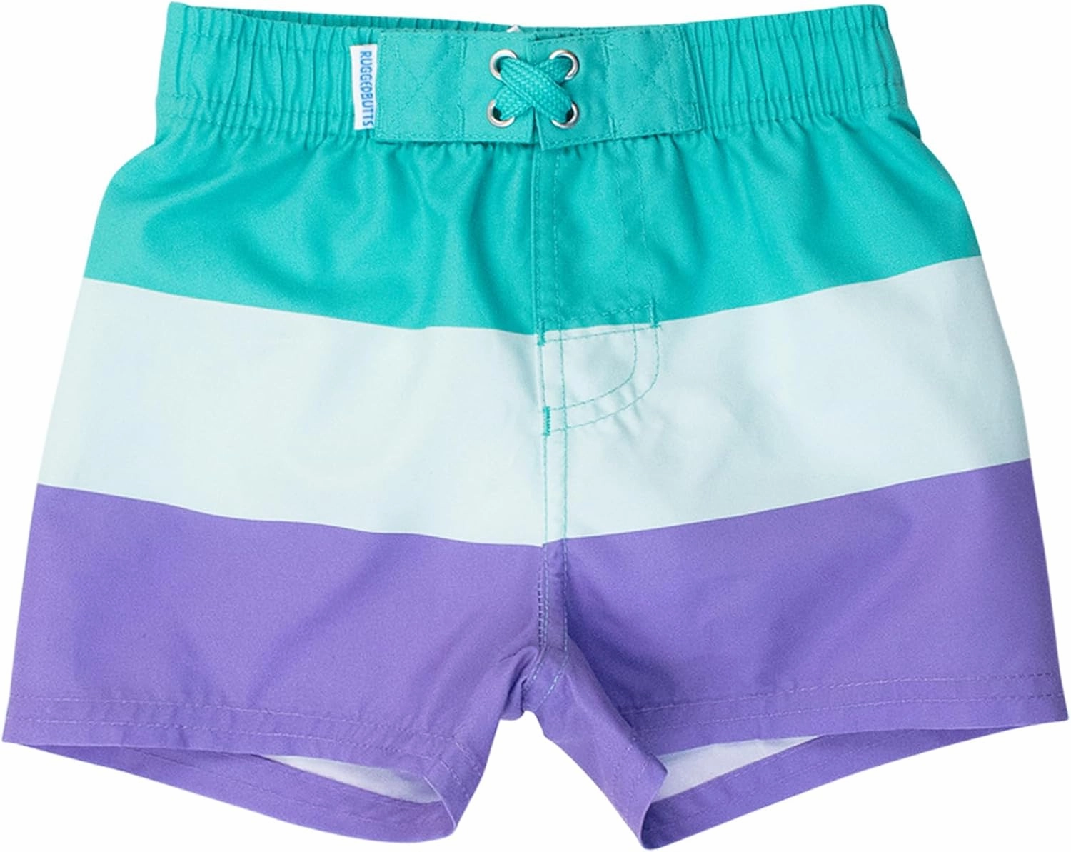 RUGGEDBUTTS Boys UPF50  Sun Protection Striped Color Block Swim Trunks