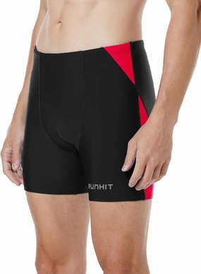 Runihit Men's Square Leg Swim Jammers Quick Dry Athletic Brief Swimsuit UFP 50  Compression Swimming Shorts