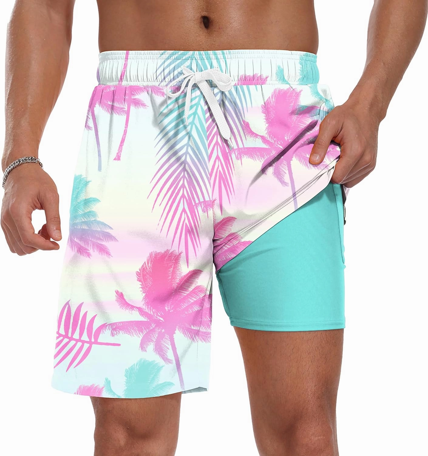 Sailwind Men Swim Trunks with Compression Liner 9" Beach Shorts Quick Dry with Zipper Pockets Board Shorts