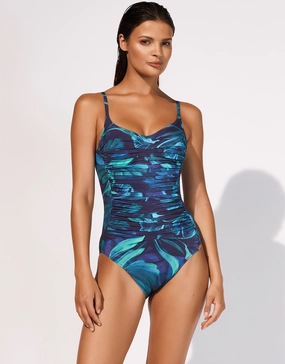 Sanctuary Ruched Underwired Swimsuit - Lagoon