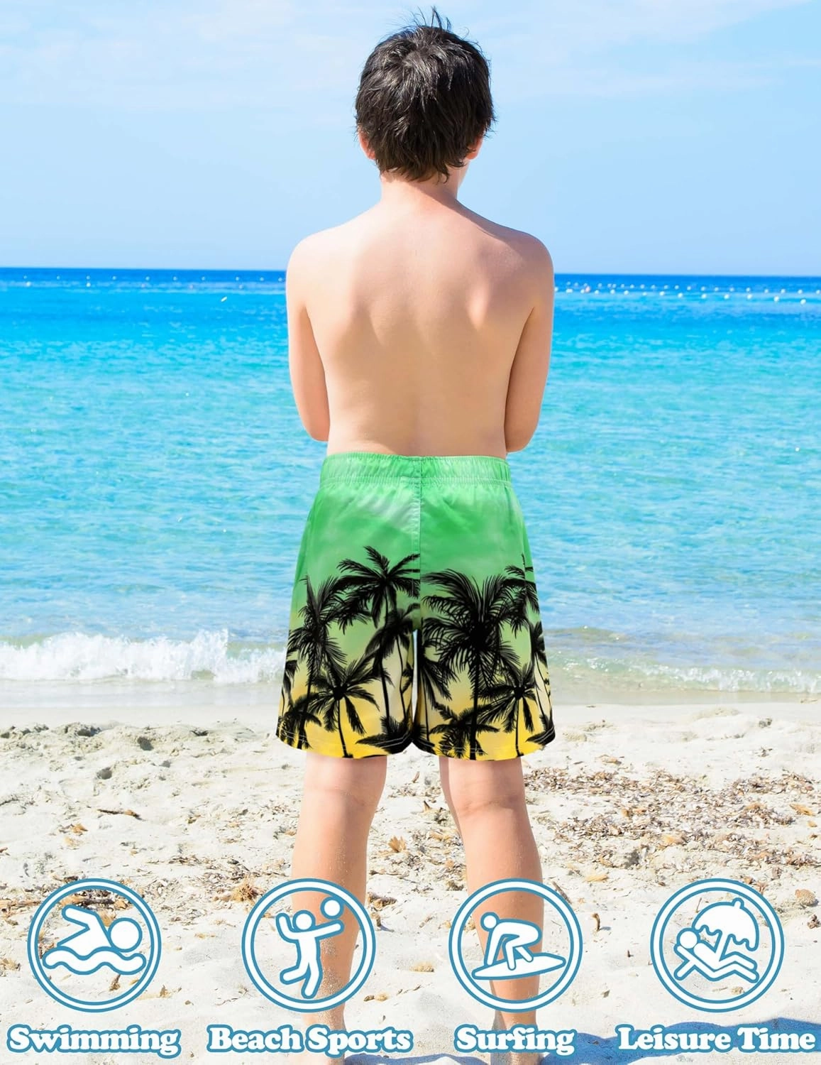 Sarfel Boys Swim Trunks with Compression Liner Kids Swimsuits Boys Bathing Suit Kids Board Shorts Teen Boy Quick Dry Shorts