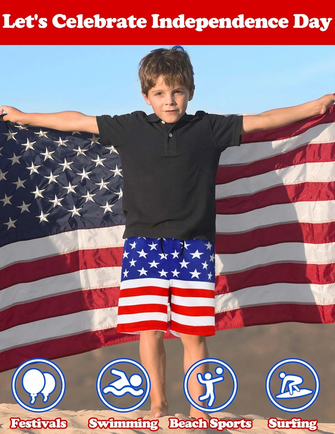 Sarfel Boys Swim Trunks with Compression Liner Kids Swimsuits Boys Bathing Suit Kids Board Shorts Teen Boy Quick Dry Shorts
