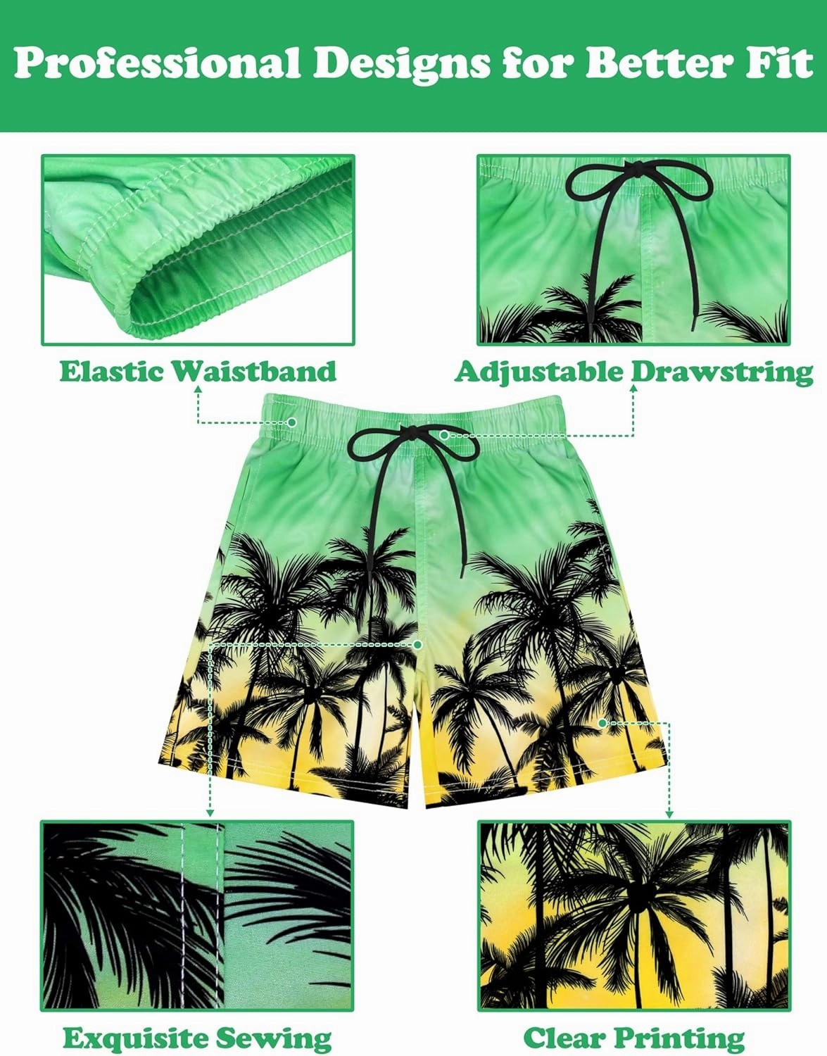 Sarfel Boys Swim Trunks with Compression Liner Kids Swimsuits Boys Bathing Suit Kids Board Shorts Teen Boy Quick Dry Shorts