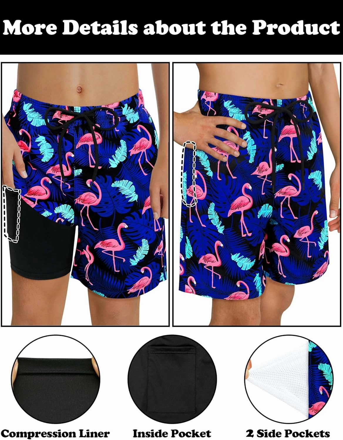 Sarfel Boys Swim Trunks with Compression Liner Kids Swimsuits Boys Bathing Suit Kids Board Shorts Teen Boy Quick Dry Shorts