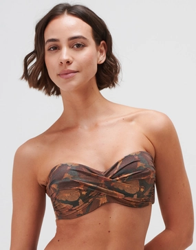 Savanna Twist Bandeau Bikini Top - Warm Earth