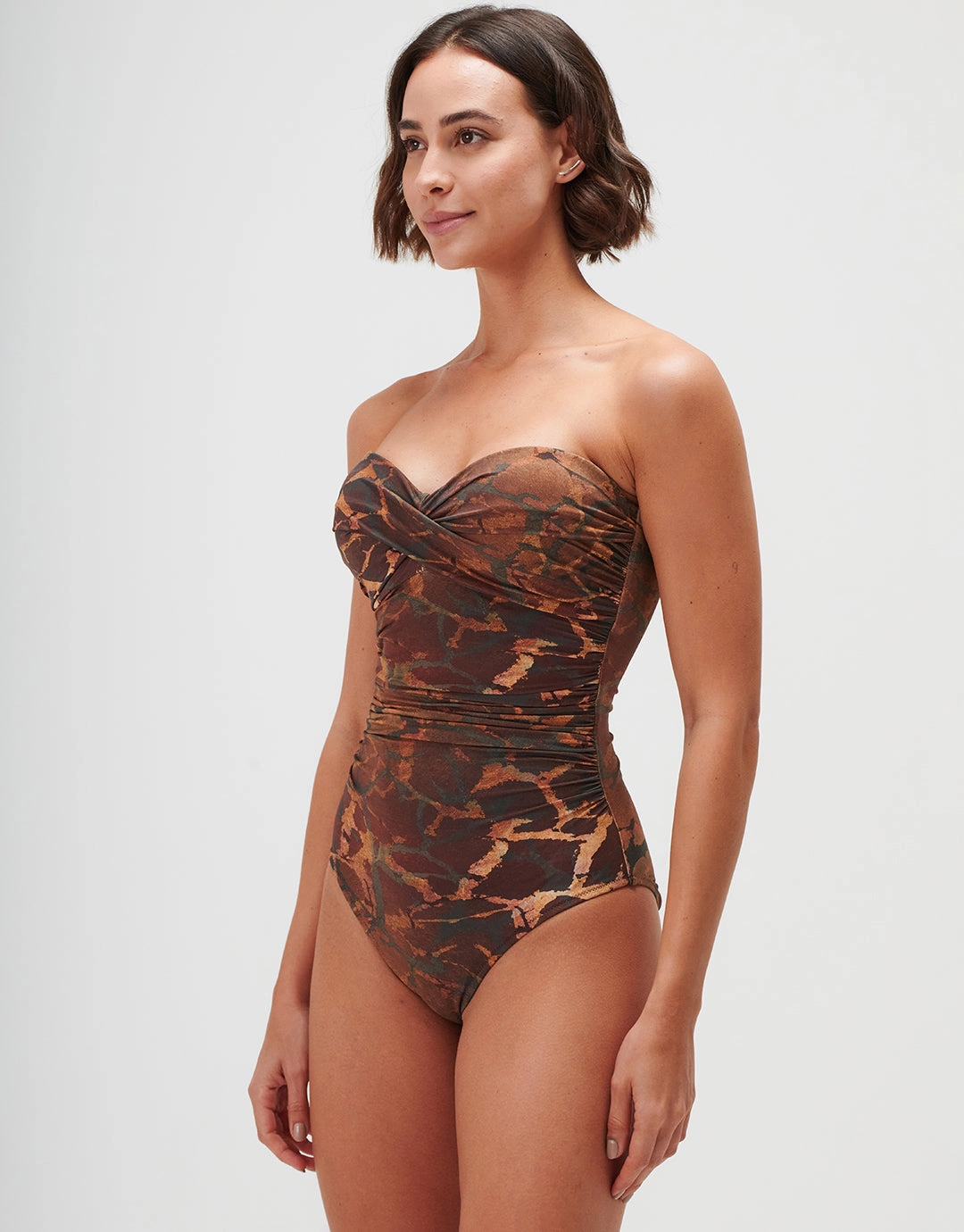 Savanna Underwired Twist Bandeau Swimsuit - Warm Earth