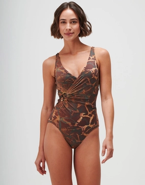 Savanna Underwired Wrap Swimsuit - Warm Earth