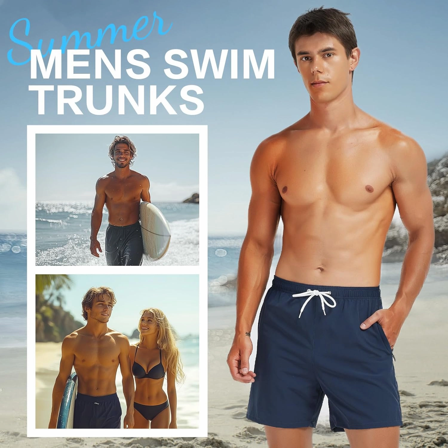 Scotamalone Mens Swim Trunks Swim Shorts Swimming Trunks Swimwear Bathing Suits Quick Dry with Zipper Pockets
