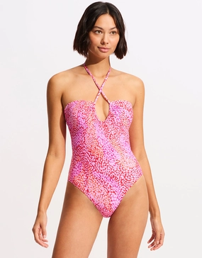 Sea Skin Bandeau Swimsuit - Fuchsia Rose