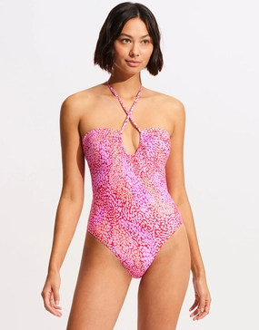 Sea Skin Bandeau Swimsuit - Fuchsia Rose