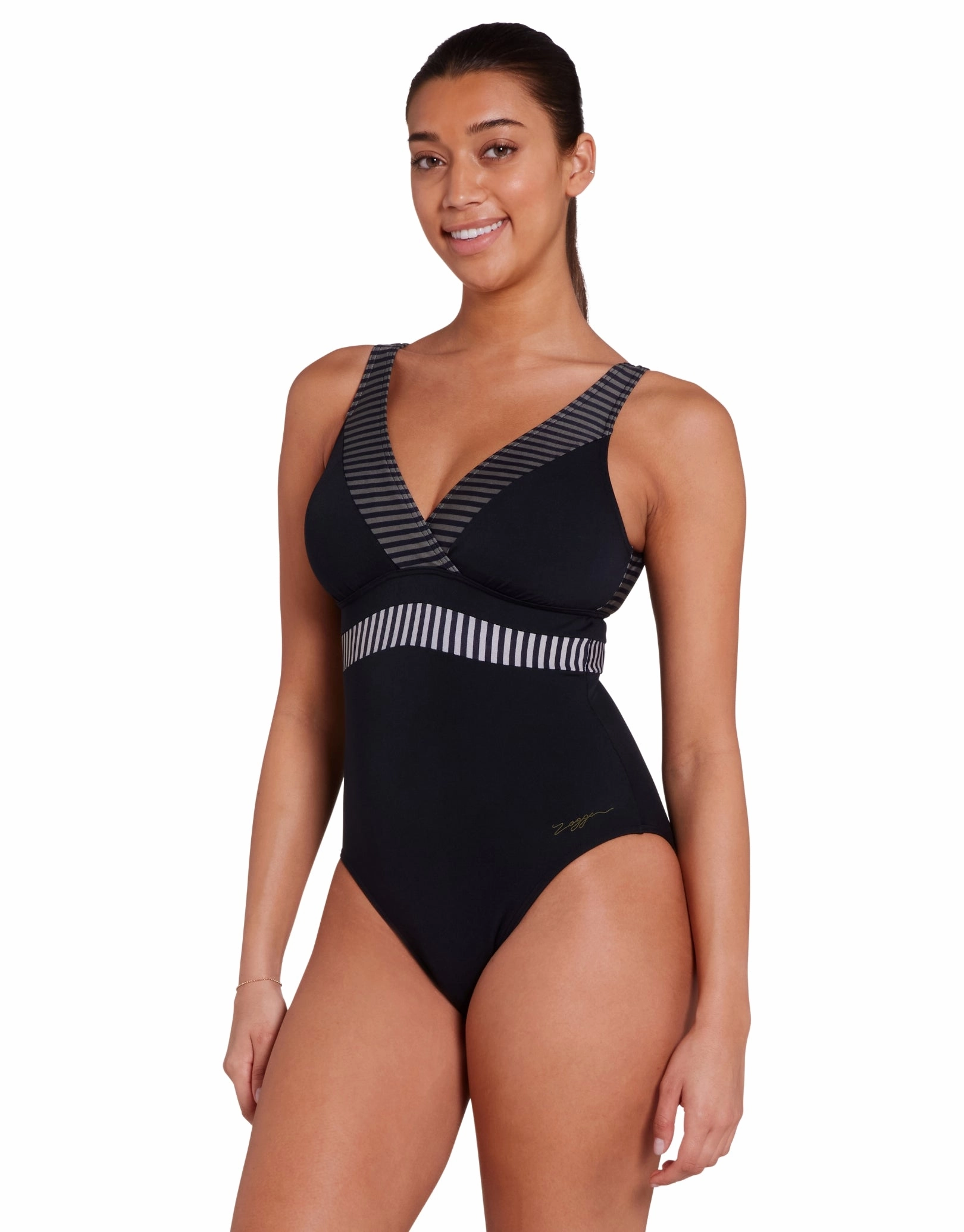Seafarer Square Back Swimsuit - Black/Grey