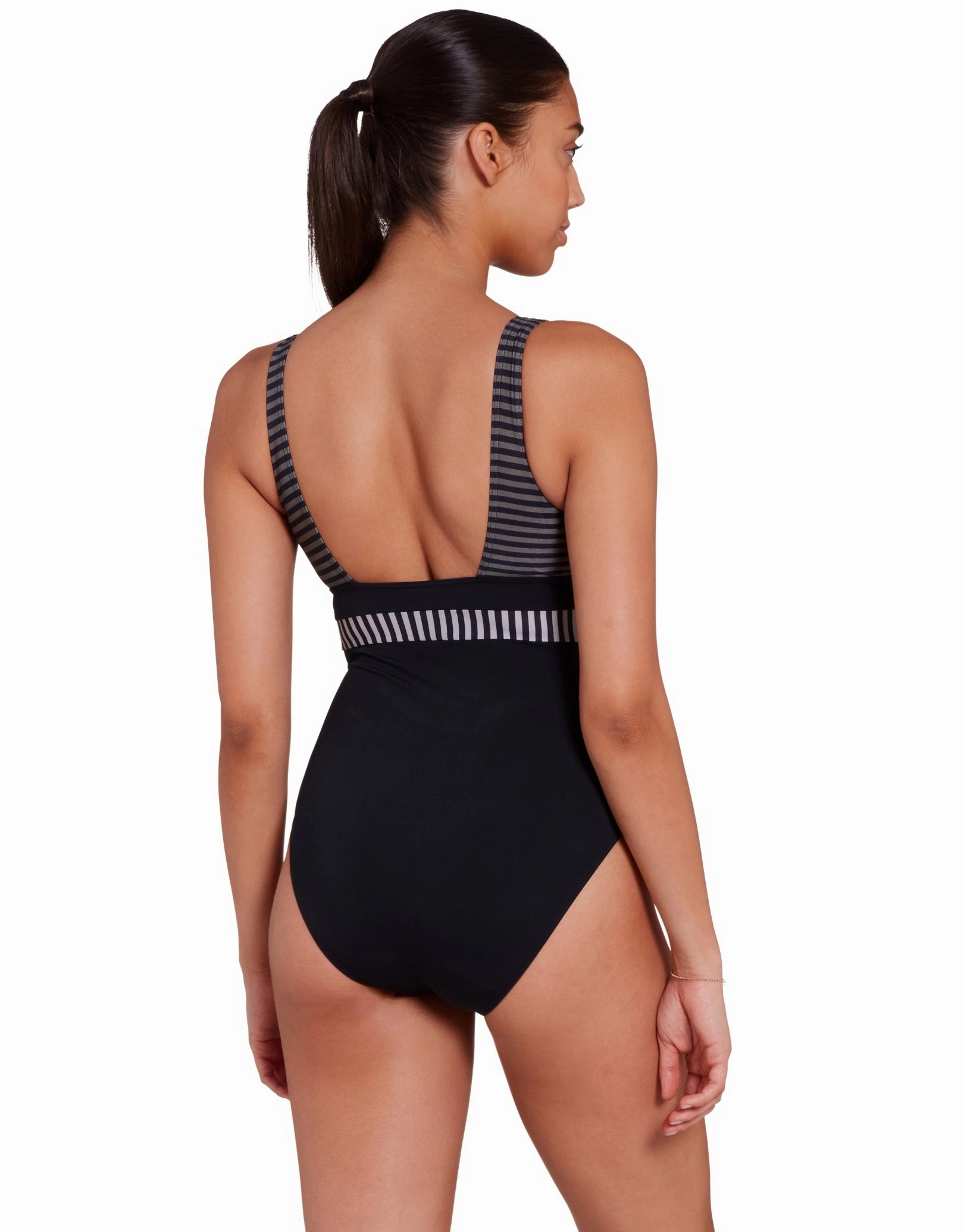 Seafarer Square Back Swimsuit - Black/Grey
