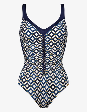 Seaside Dining Moulded Swimsuit - Navy Cream