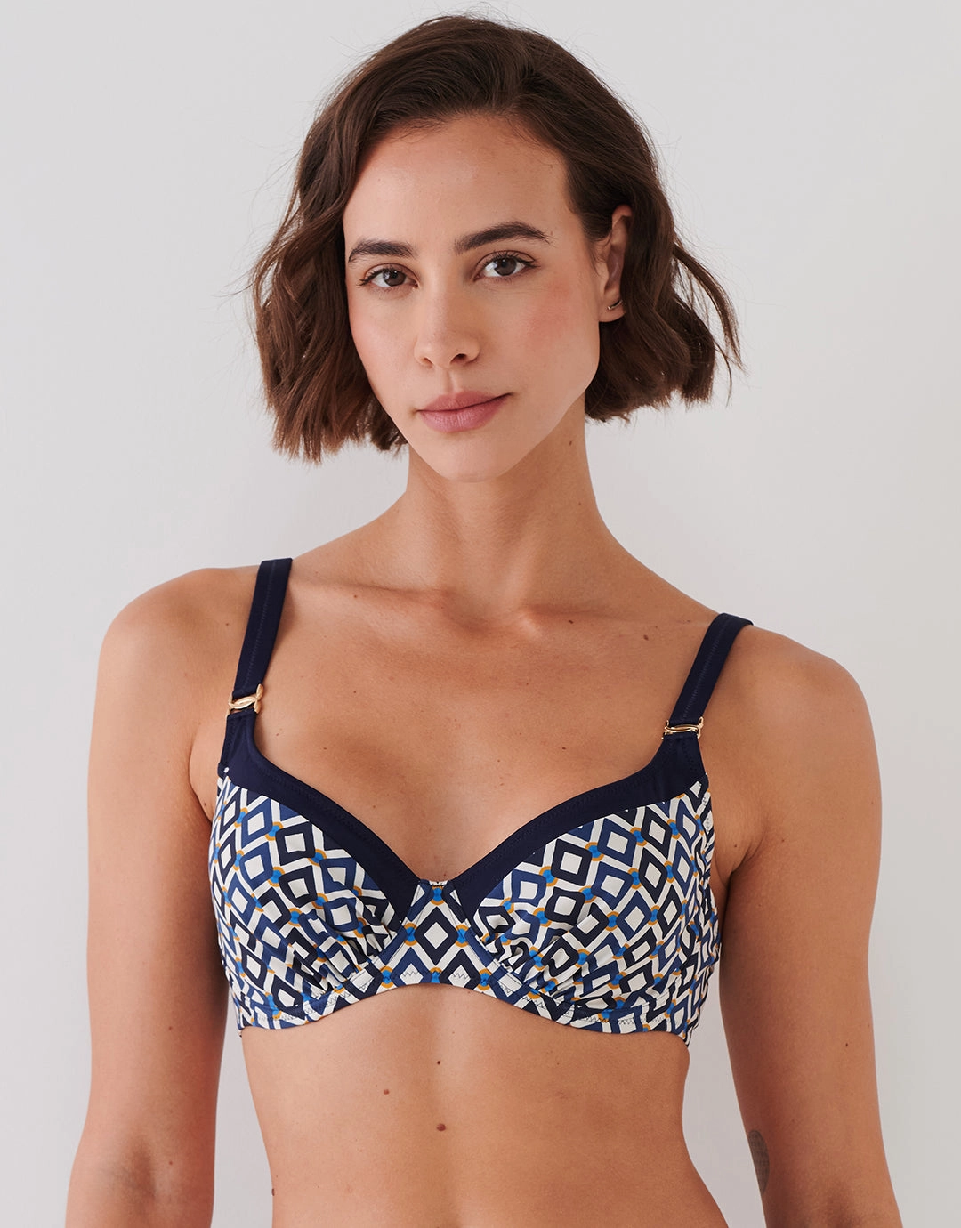 Seaside Dining Underwired Bikini Set - Navy Cream