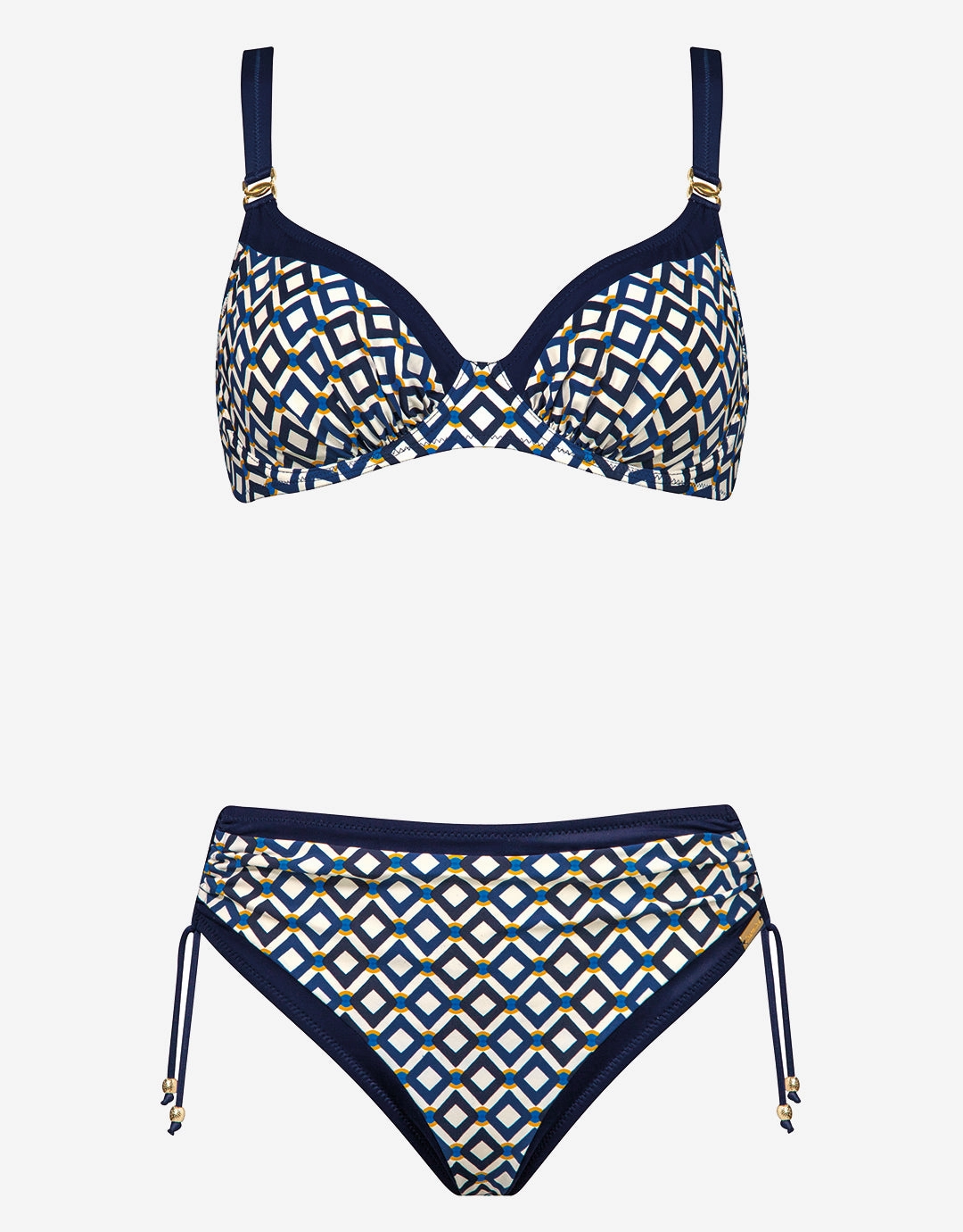 Seaside Dining Underwired Bikini Set - Navy Cream